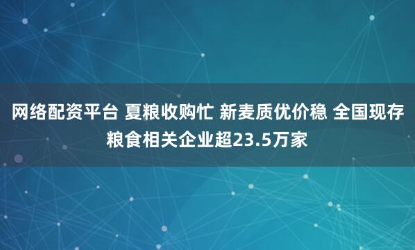 网络配资平台 夏粮收购忙 新麦质优价稳 全国现存粮食相关企业超23.5万家