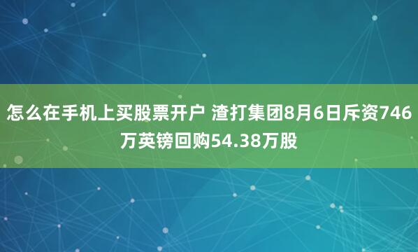 怎么在手机上买股票开户 渣打集团8月6日斥资746万英镑回购54.38万股